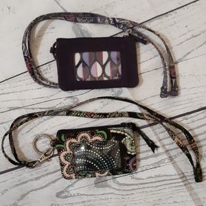 2 Vera Bradley Zip ID Case and Lanyard